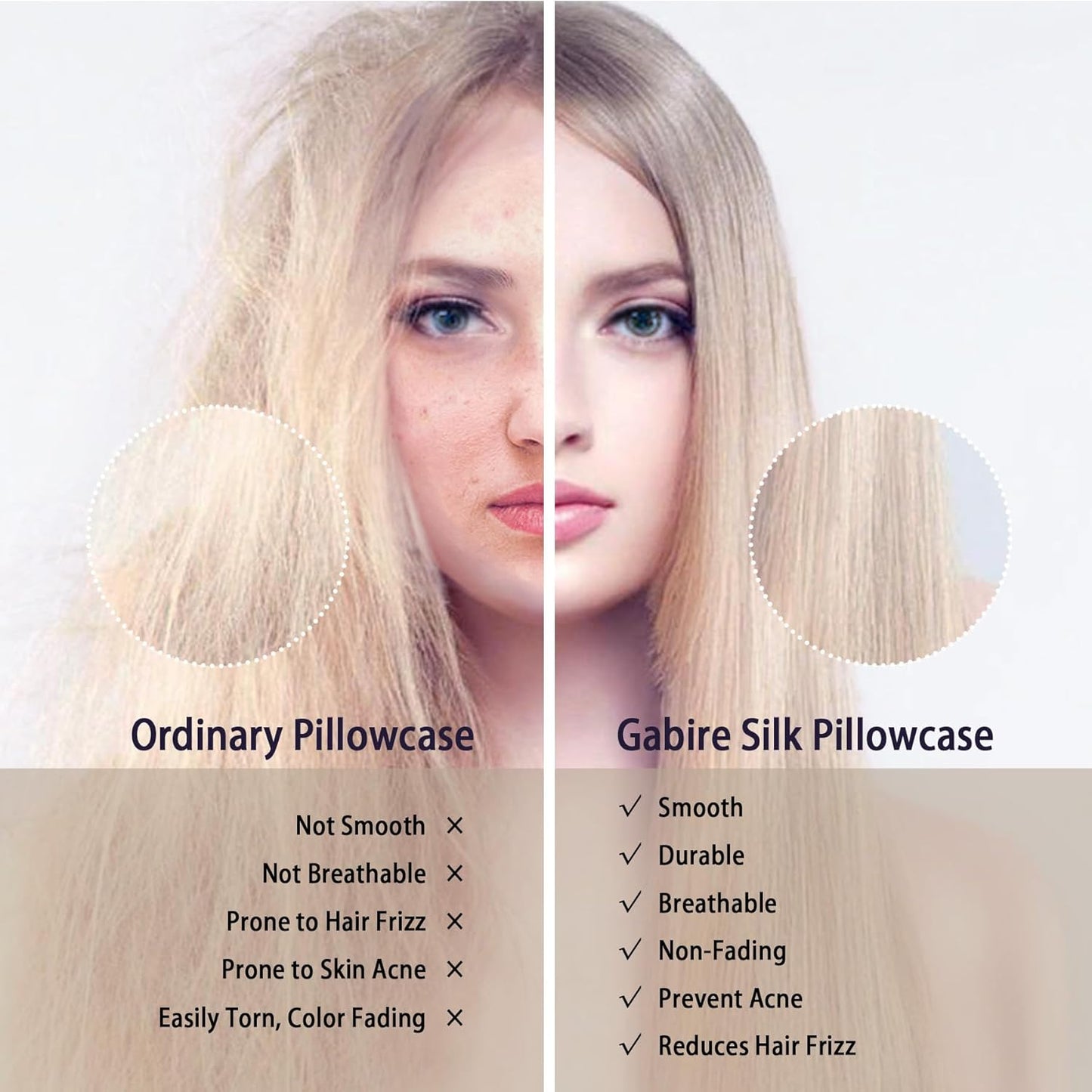 Mulberry Silk Pillow Case for Hair and Skin Prevent Acne Pillowcases Both Sides Real Silk Pillowcases Organic Silk Pillowcase with Hidden Zipper, Haze Blue, Queen (20"×30")