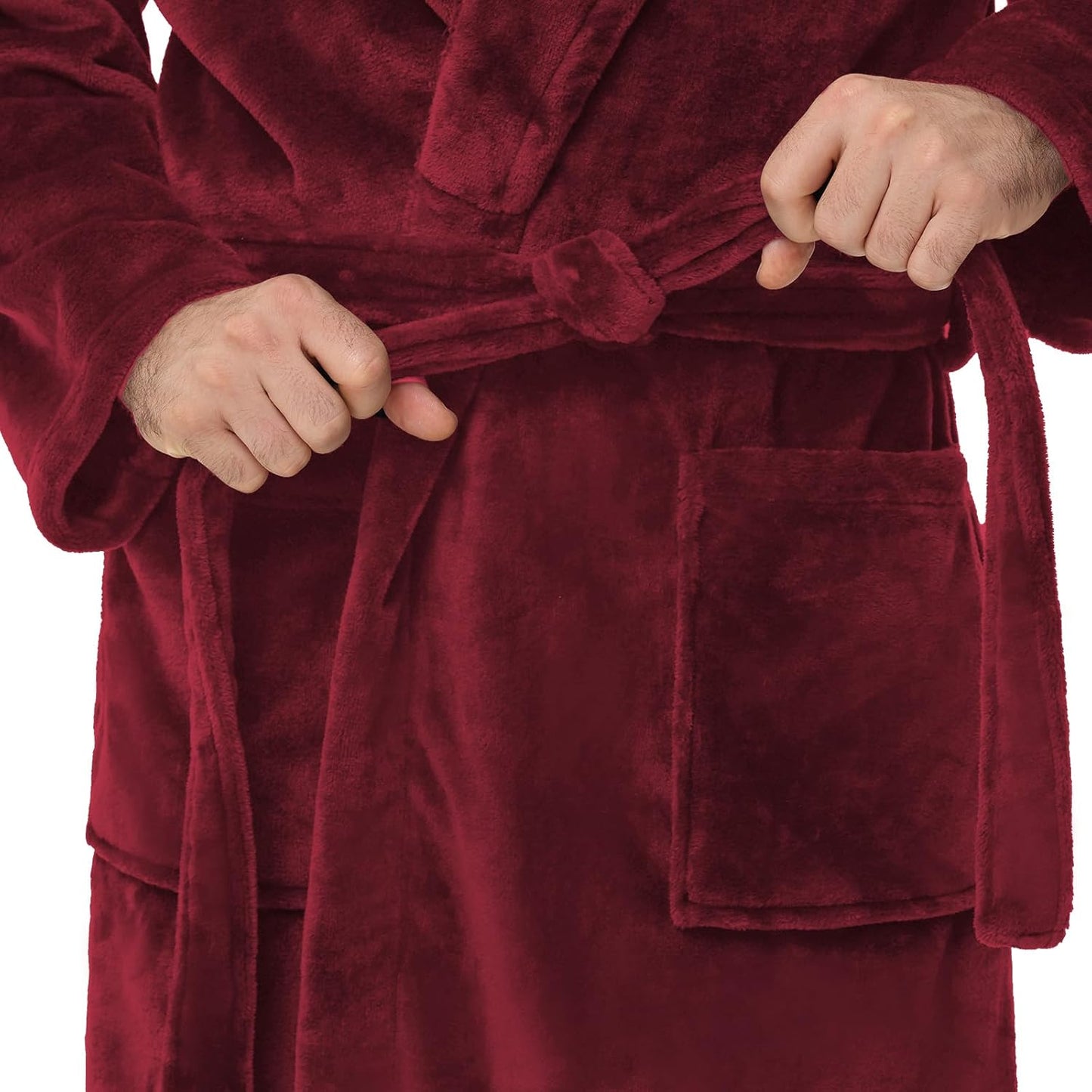 Yurhap Mens Fleece Robe, Soft Plush Robe for Men, Fluffy Bathrobe with Belt & 2 Pockets