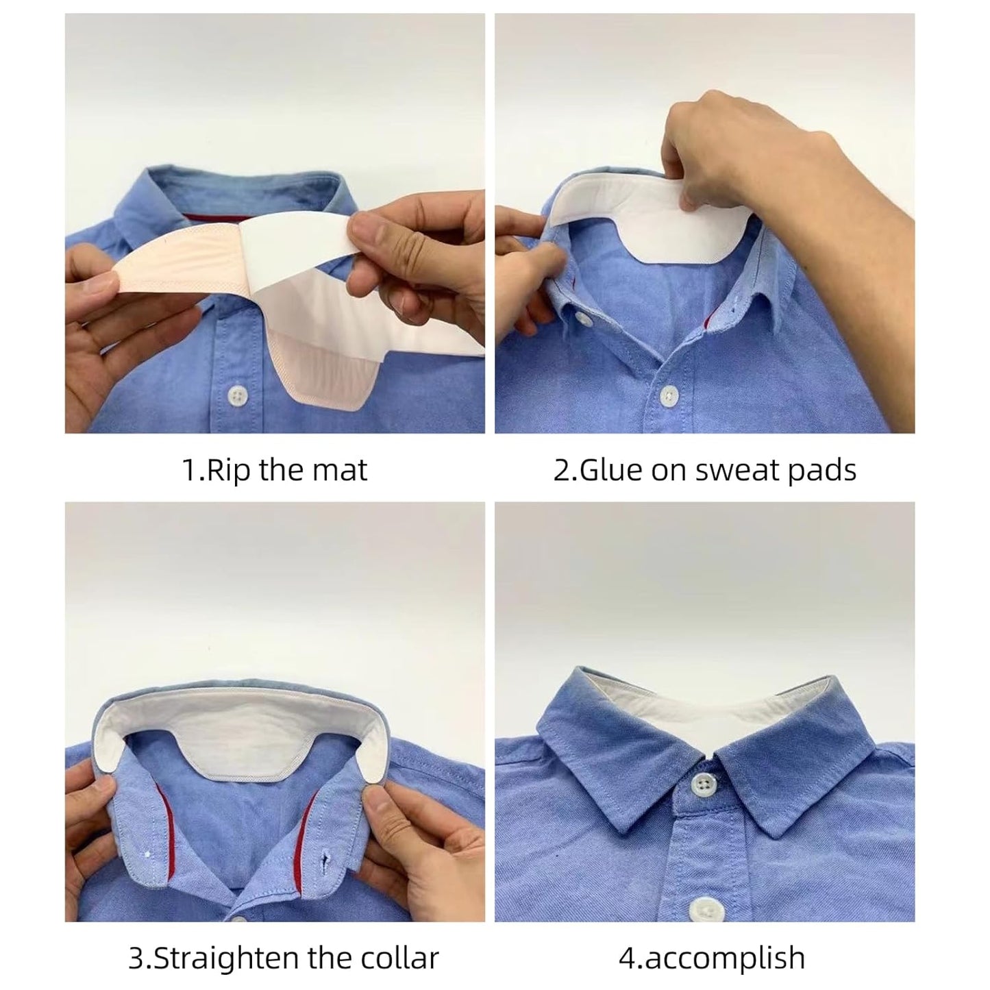 Neck Collar Sweat Pads, CANAGROW 80PCS Disposable Collar Protectors Self-adhesive Anti-Dirty Stain Shirt Neck Liner for Shirts, Absorbent Collar Sweat Stickers for Men Women