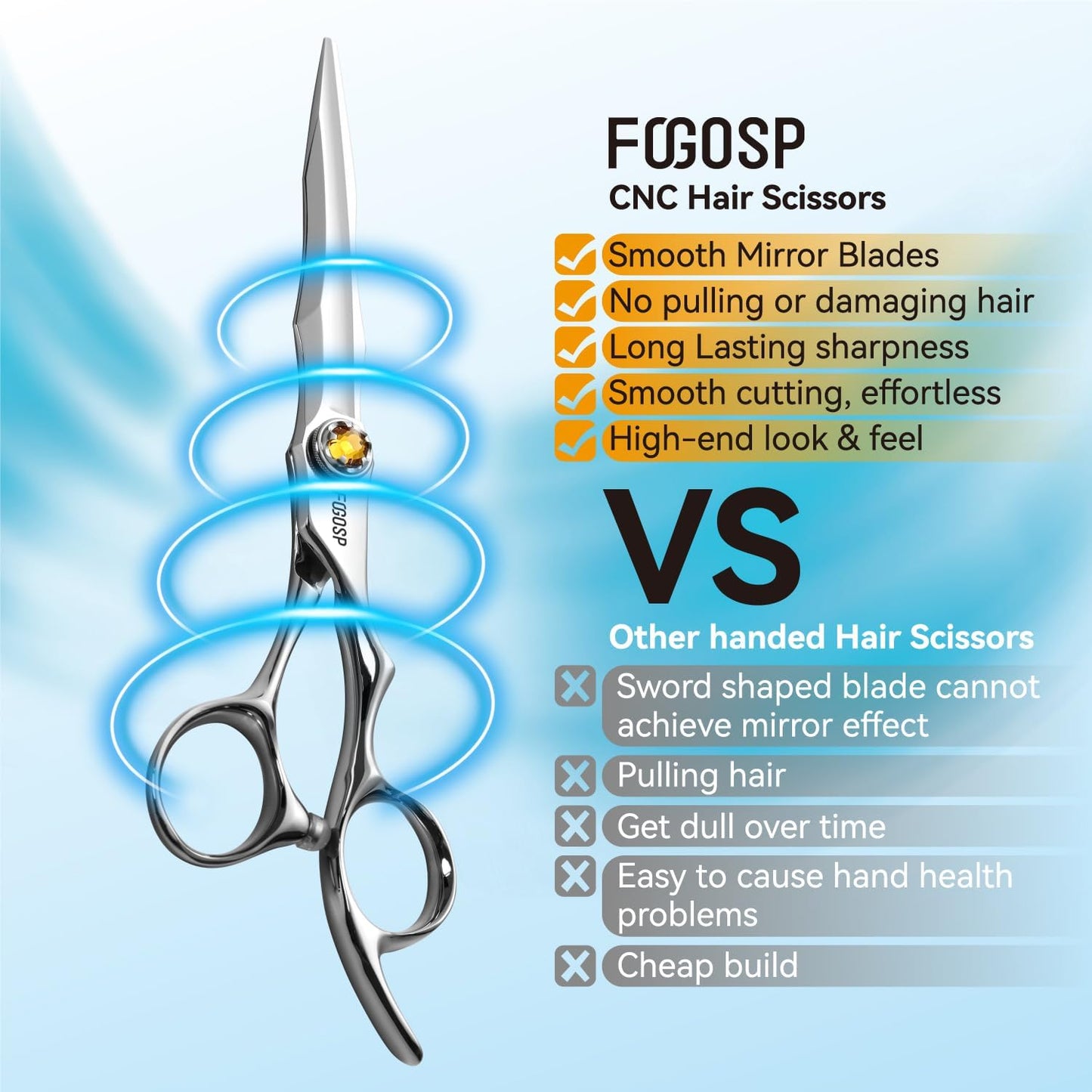 Professional Hair Scissors 6.5” Barber Scissors Japan VG10 Fine Cutting Blades Professional Hair Shears Barber Scissor for Men and Women Haircut Shear Kit