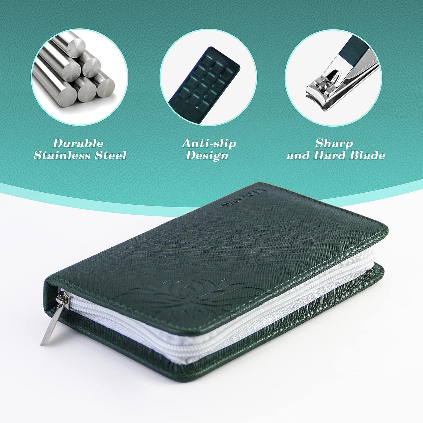 WOAMA 30-Piece Pedicure Kit Manicure Tools Nail Clipper Set with Green Travel Case for Home, Workplace, Gift, Beauty Salon