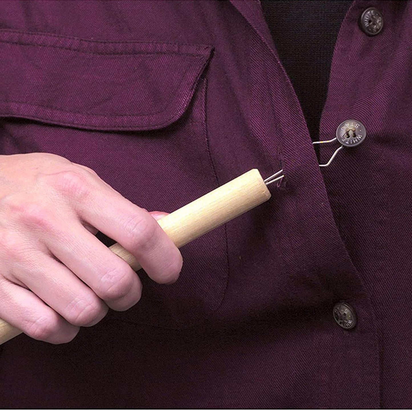 DMI Dressing Stick, Button Hook and Zipper Pull, Durable Wood Handle, Dressing Aid for Limited Mobility