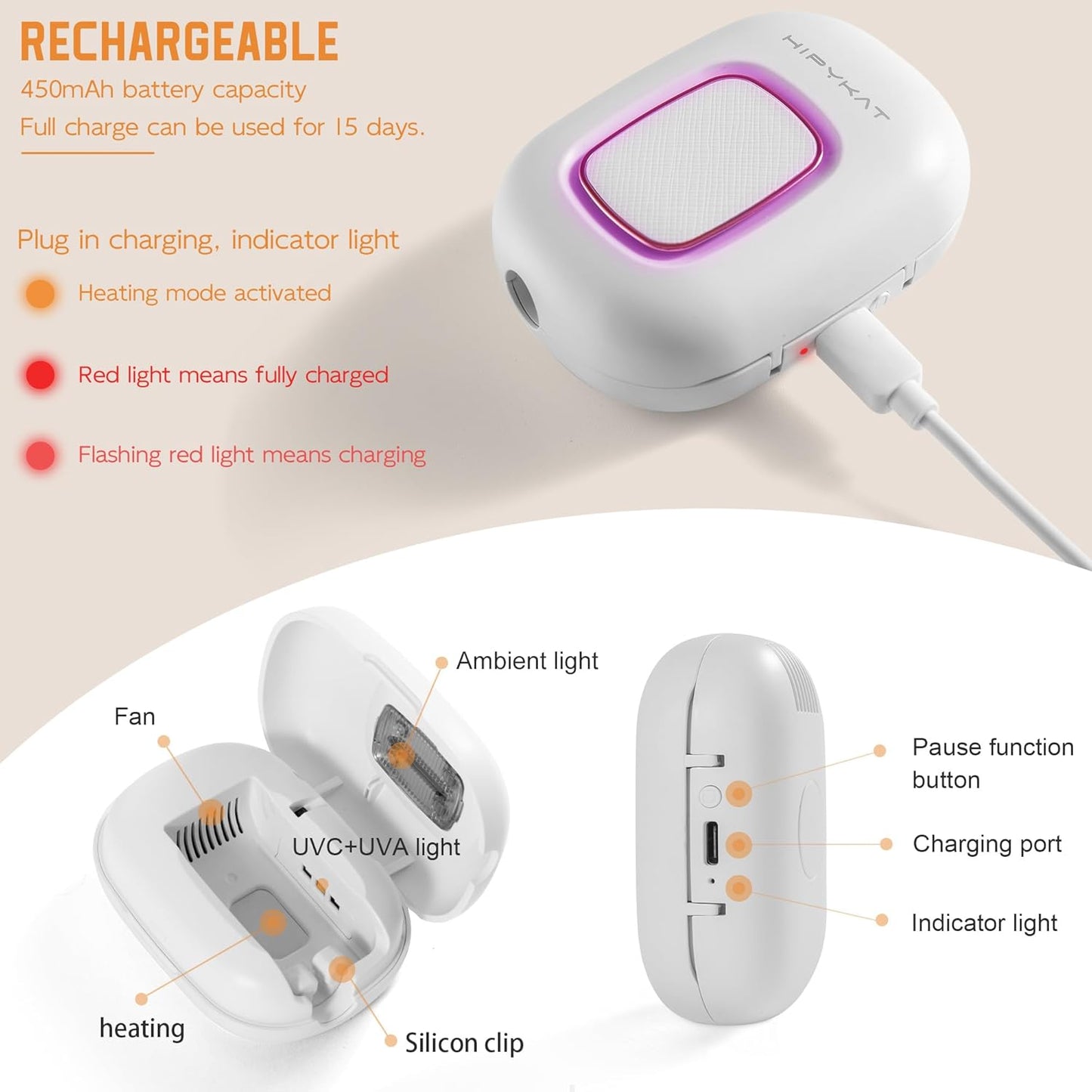 Toothbrush Sanitizeri Case with U V-C Lights, Dryer Heating, Fan Drying - Rechargeable Portable Toothbrush Cover, Magnetic Wall Mount Sterilizeri Box for Home, Travel & Fits All Toothbrushes