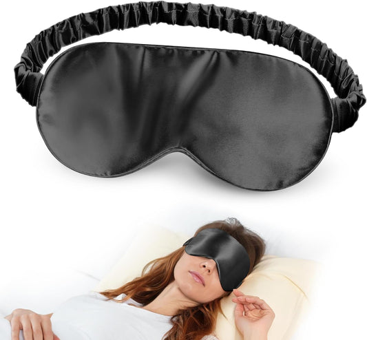 SilkDream 100% Mulberry Silk Sleep Mask Eye Mask for Sleeping 22 Momme Nature 6A Real Silk Gifts for Women&Men Black