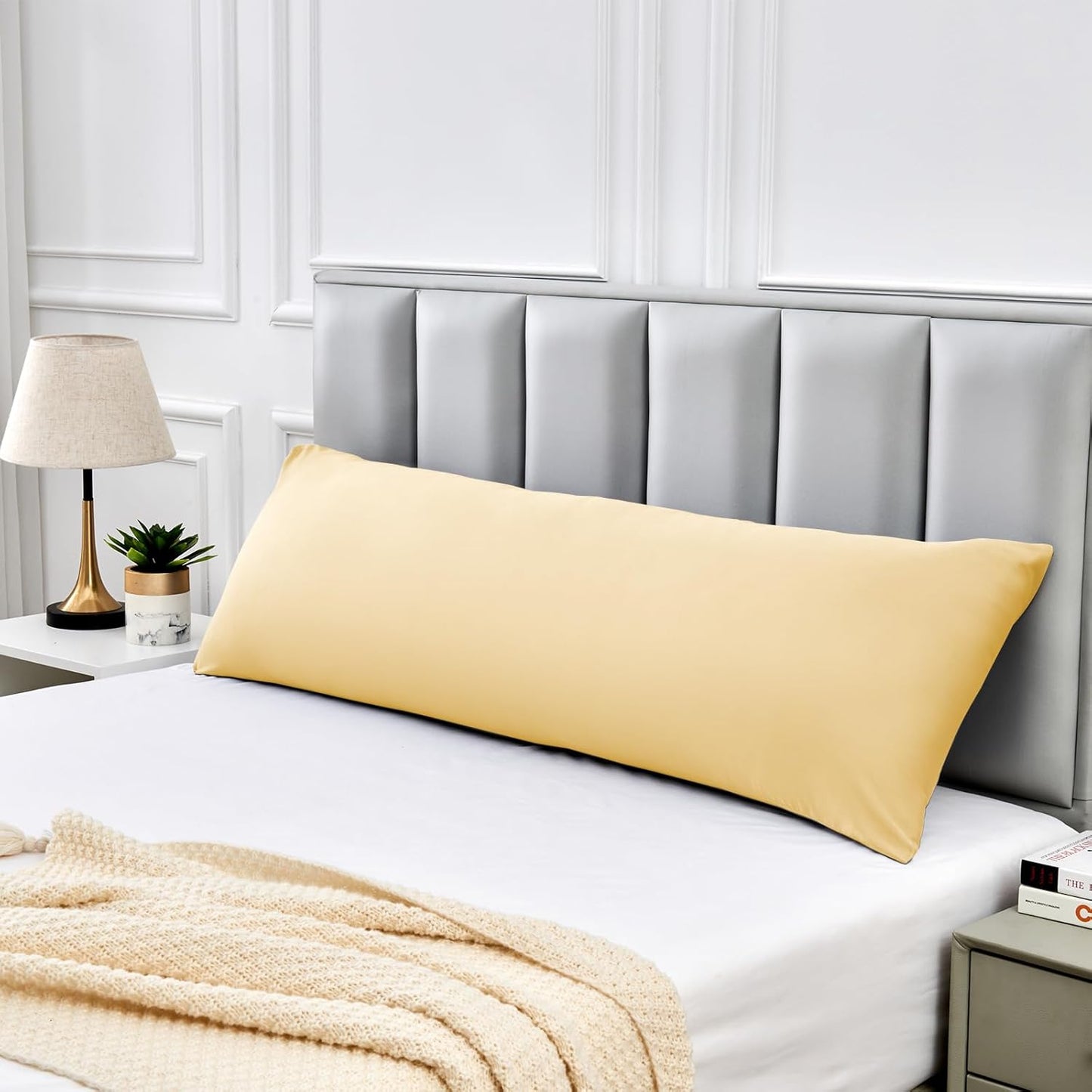 Warmstar Cotton Body Pillow Cover 1 Pack, 600 Thread Count Body Pillow case 20"x54", Long Body Pillow Case Cover Soft Breathable with Envelope Closure,Mustard Yellow