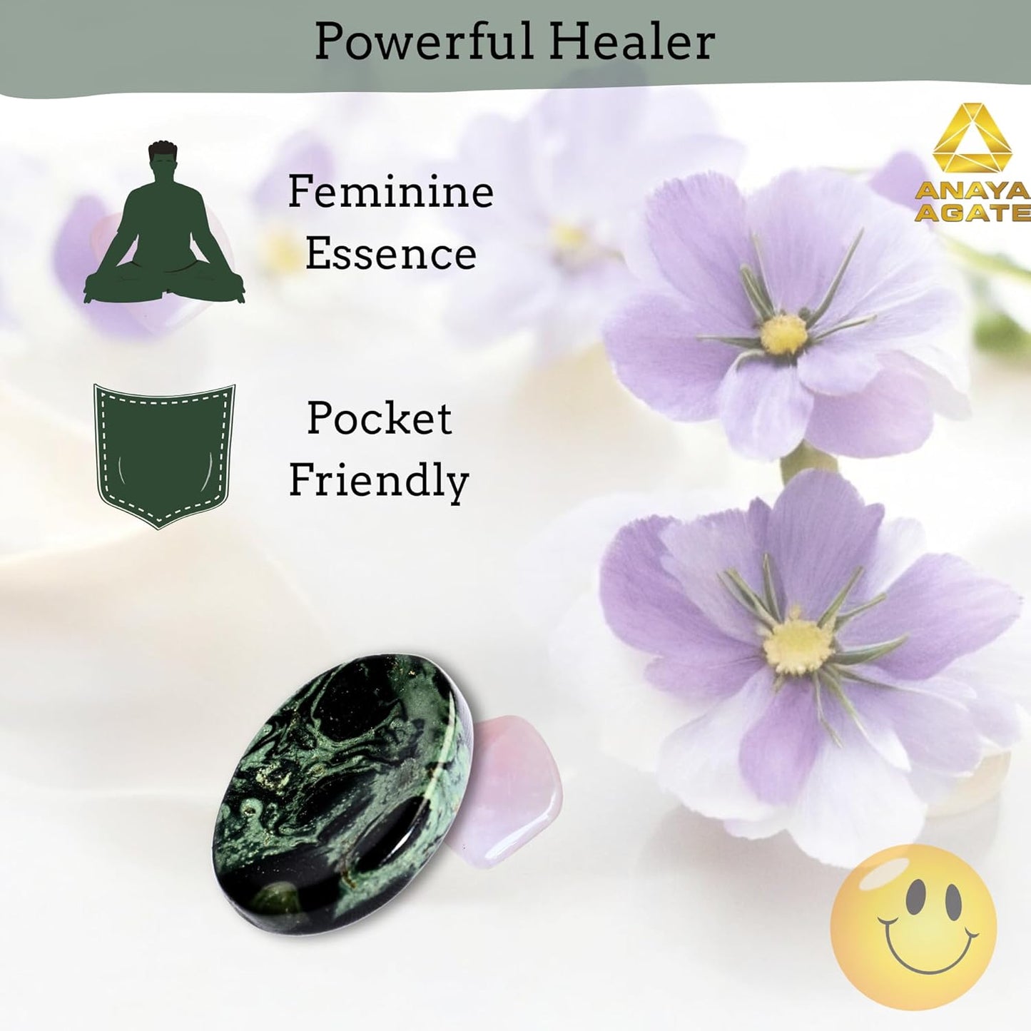 Kambaba Jasper Worry Stones – Crystal Thumb Worry Stone for Anguish, Stress – Relaxing and Soothing Balance Stones for Meditation, Stress Relief – Healing Stones and Crystals for Men and Women