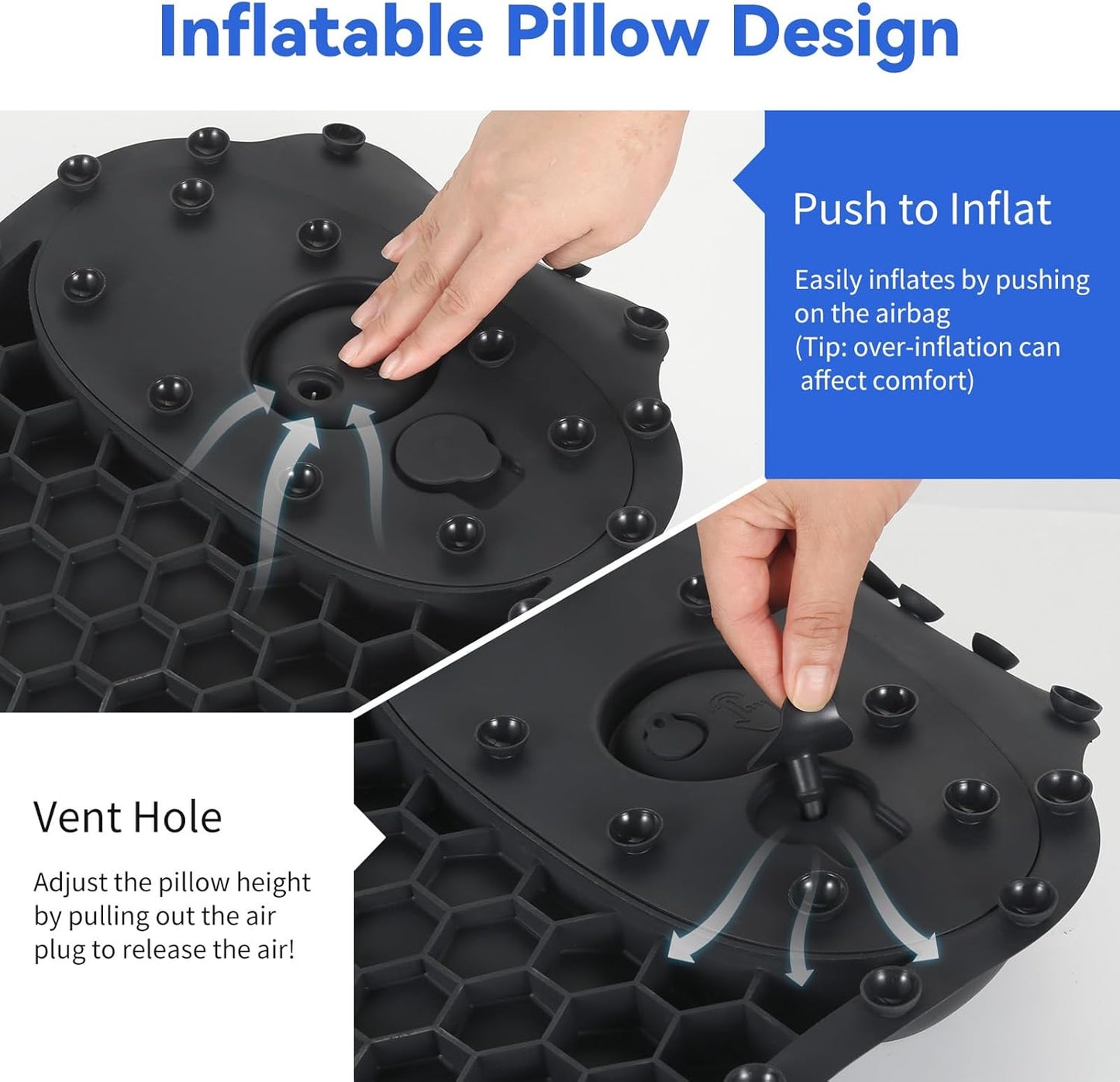 Goowin Bath Pillows for Tub, New Generation Skin-Friendly Silicone Bath Pillow, Luxury Bathtub Pillow for Head and Neck, Powerful Suction Tub Pillow for Bathtub with Inflatable Airbag (Black)