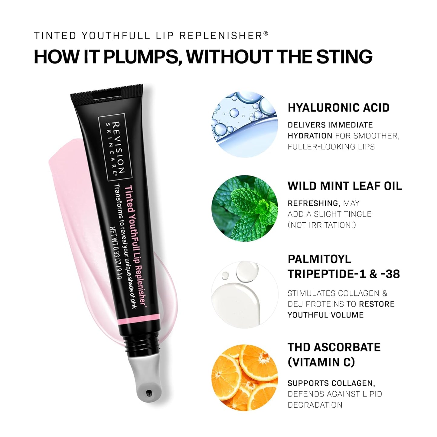 Revision Skincare Tinted YouthFull Lip Replenisher® – pH-Activated Tinted Lip Plumper, Hydrating, Volumizing, and Anti-Aging Treatment with Hyaluronic Acid, 0.33 oz