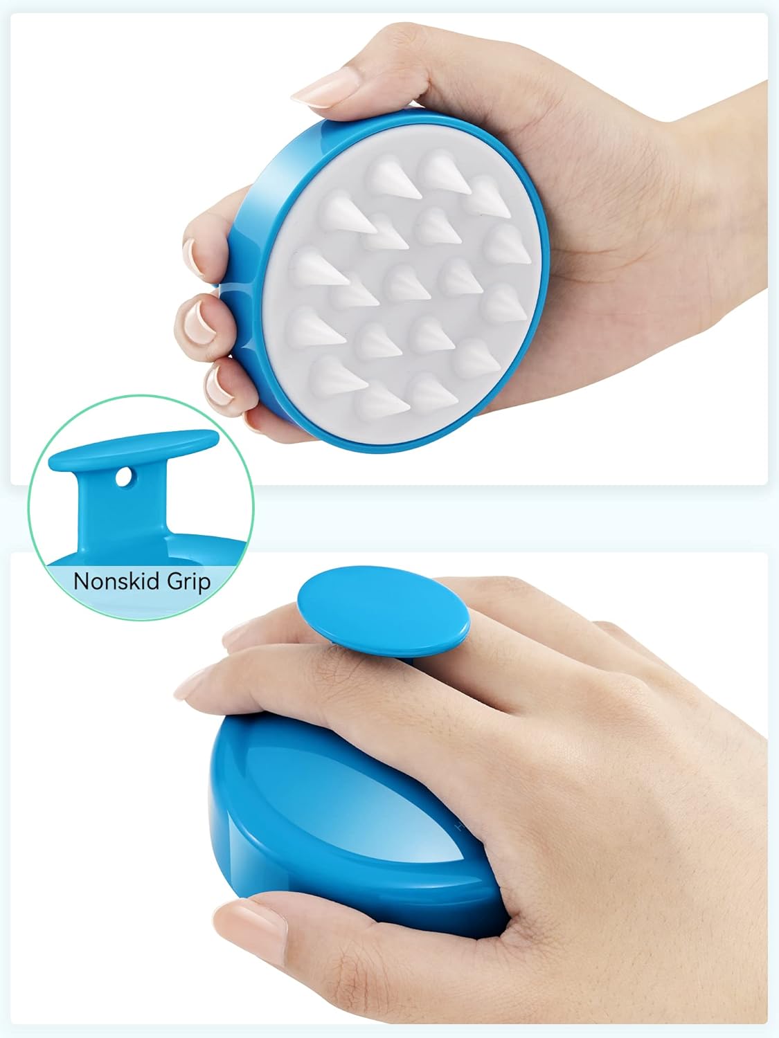 HEETA Scalp Massager with Soft Silicone Bristles for Hair Growth, Dandruff Removal and Exfoliation - Sky Blue Shampoo Brush