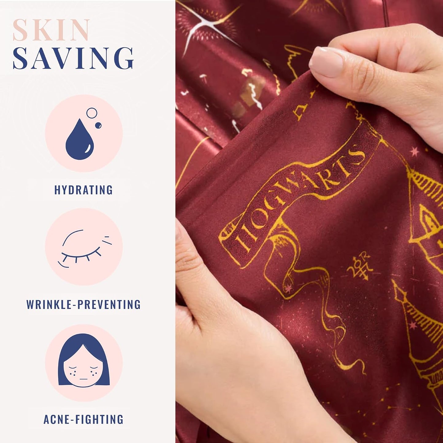 Blissy Silk Pillowcase - 100% Pure Mulberry Silk - 22 Momme 6A High-Grade Fibers - Silk Pillow Cover for Hair & Skin - Regular, Queen & King (Harry Potter - Marauder's Map, Queen)