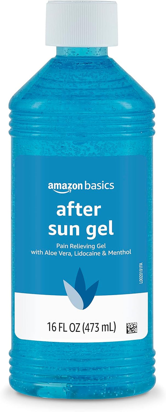 Amazon Brand - Solimo After Sun Gel with Aloe, Lidocaine and Menthol, 16 Fluid Ounce (1 Pack)