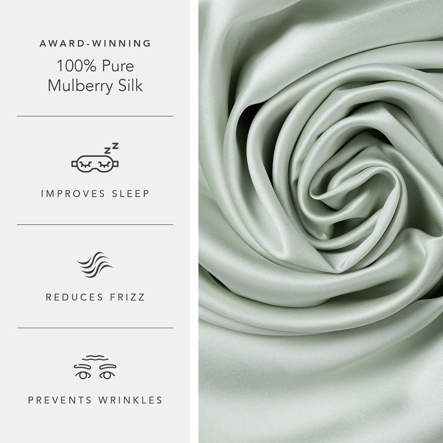 Fishers Finery 25mm 100% Pure Mulberry Silk Pillowcase (Light Green King)