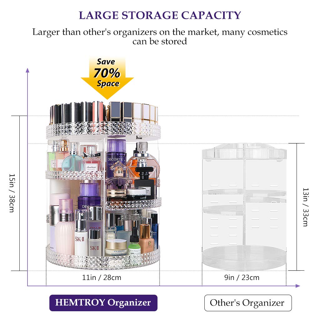 360 Degree Rotating Makeup Organizer, Extra Large Capacity Perfume Organizer, Removable DIY 7 Layers Make up Organizer for vanity, Cosmetic Display Case Organizador De Maquillaje (Clear)