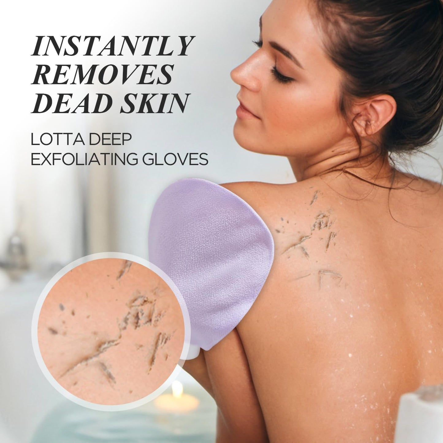 LOTTA Exfoliating Gloves 2Pcs Deep Exfoliation Mitt of 150D Shower Body Scrub Exfoliant Scrubber Glove Skin for Cleanse Dead or Dry Skin 100% Viscose Fiber Suitable for Men and Women