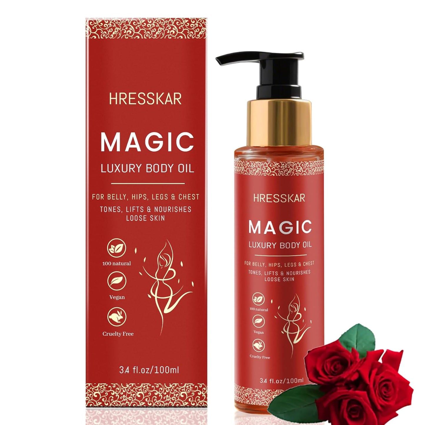 Magic Body Firming Oil - Skin Tightening Treatment for Crepey Skin,Luxurious Hydrating Formula with GlowEssence, lmproves Elasticity & Smoothness-100ml (1)