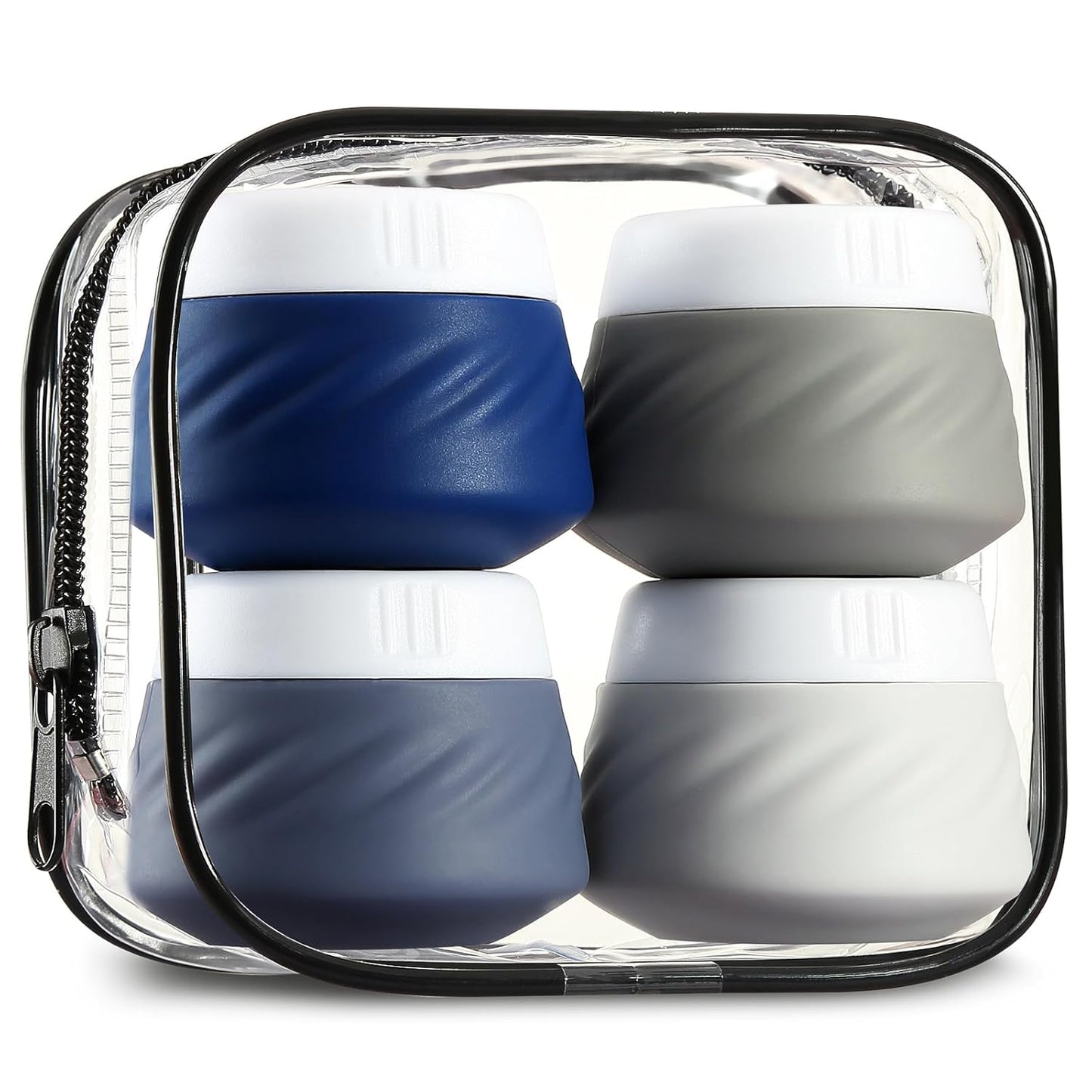 Gemice Travel Containers for Toiletries, Silicone Cream Jars TSA Approved Travel Size Containers with Clear Bag, Leak-proof Travel Accessories with Lid for Cosmetic Face Body Hand Cream (4 Pack)