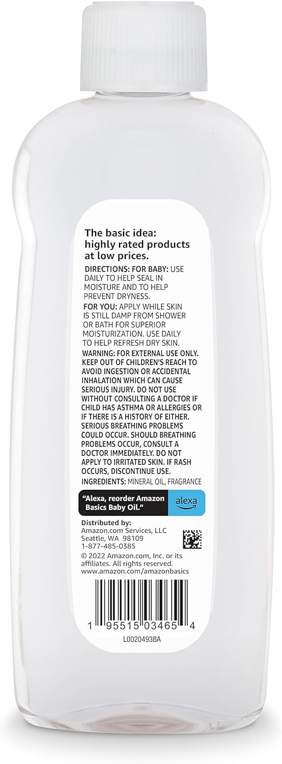 Amazon Basics Baby Oil, Lavender Scented, 14 Fluid Ounce, 1-Pack (Previously Solimo)