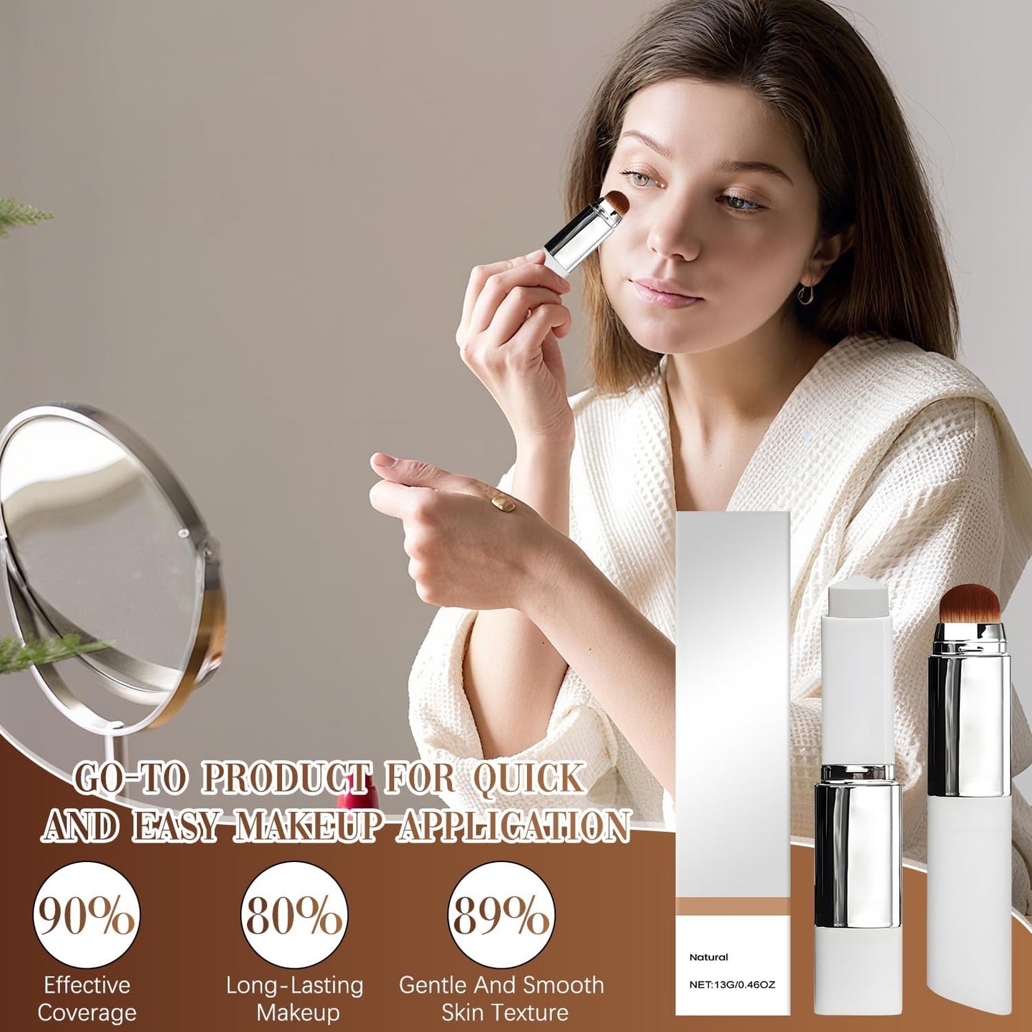 Blanc Cover Cream Stick, Color Changing Brightening Makeup Base, Hydrating Concealer, White Foundation for Flawless Look (Ivory)