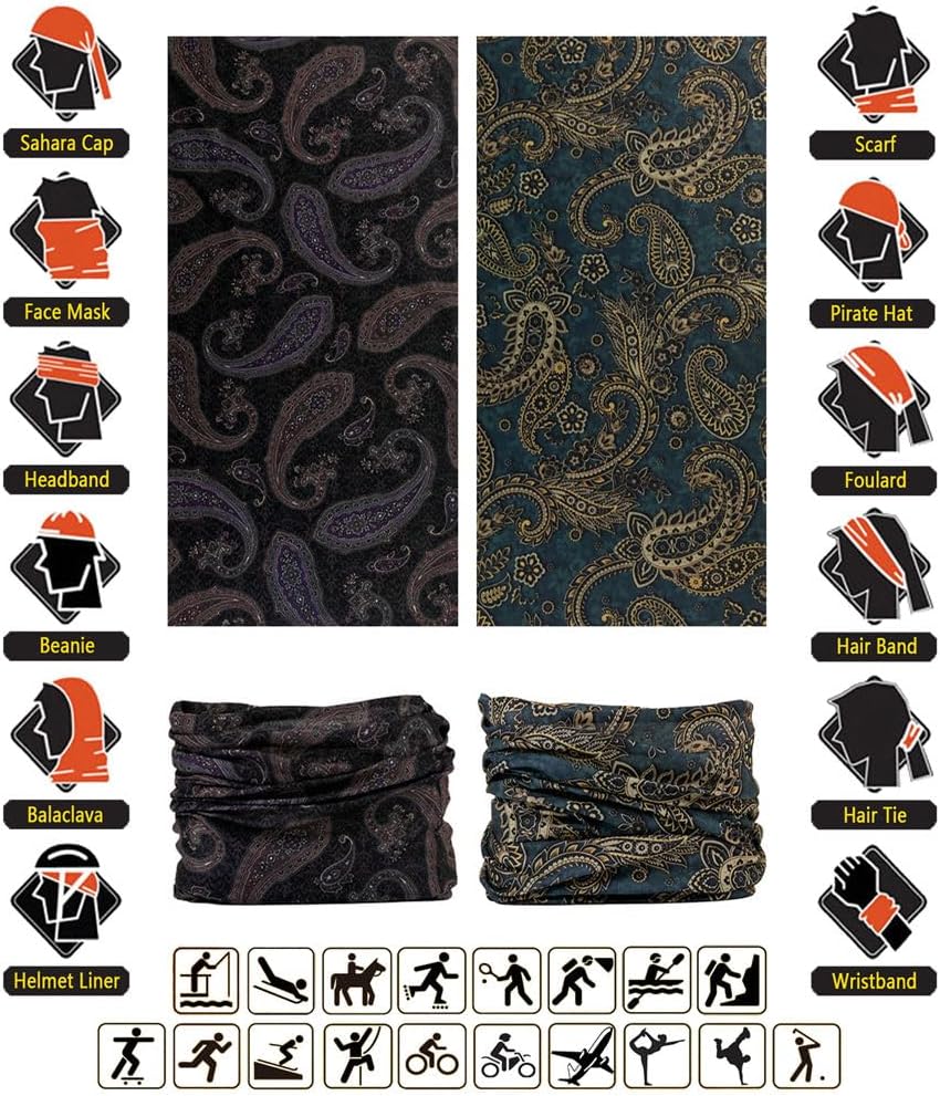 Headband Neck Gaiter Head Wrap Headwear Face Mask Magic Scarf Bandana for Men and Women