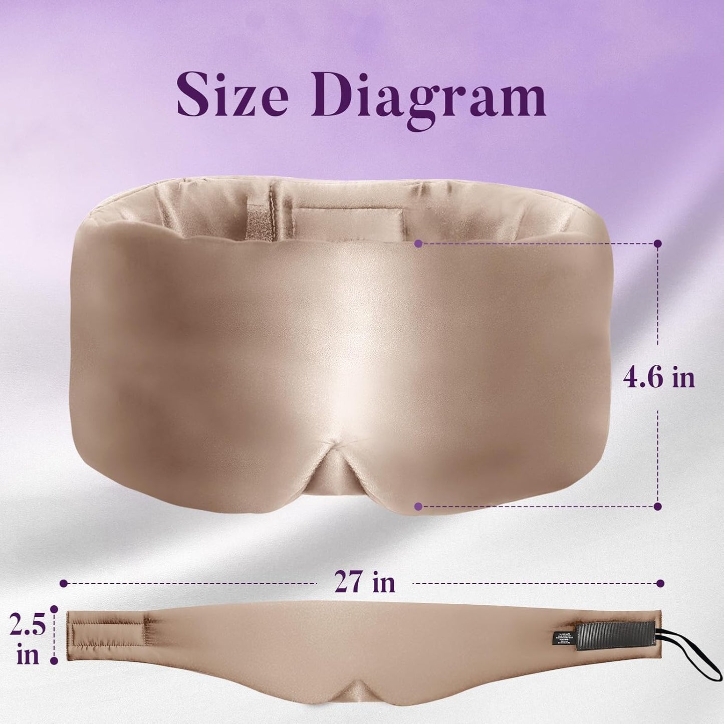 Satin Sleep Mask - Updated Design Light Blocking Eye Mask for Men and Women, Soft and Comfortable Night Sleeping Mask, Eye Cover for Travel/Sleeping (Camel)