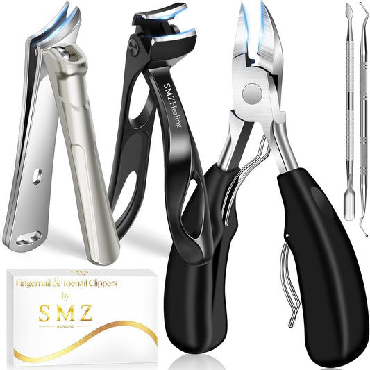 2025 Toenail Clippers for Men Thick Toenails- 15° Angled Head Toe Nail Clippers, 45° Sharp Slanted Curved Nail Clippers, 37mm Wide Opening Heavy Duty Toenail Clippers with Long Handle 5PCS