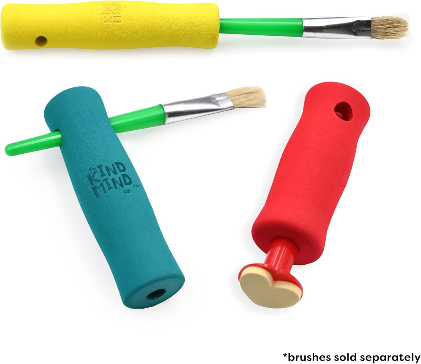 Adaptive Foam Grip Set - The Kind Mind Company™. Adaptive Art Tools, Accessibility Aid for Kids & Adults, Mobility Aid for Painting, Drawing, Crafts - Assorted Sizes, 3-Pack