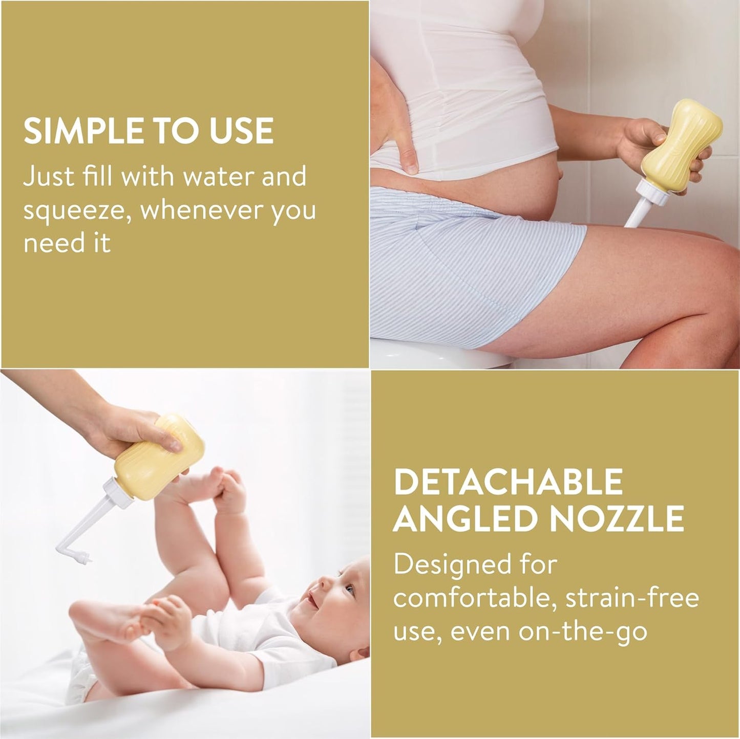 Peri Bottle - Portable Travel Bidet for Men or Women - Labour and Maternity Hospital Bag Essentials - After Birth Recovery Tools for Postpartum Mum - Perineal Spray Bottle