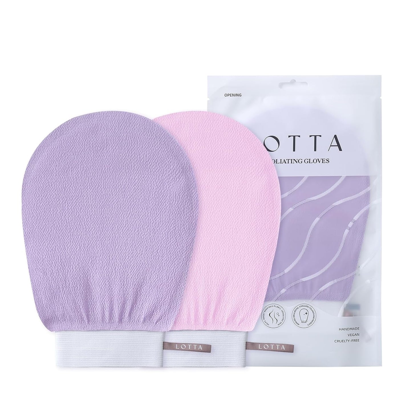 LOTTA Exfoliating Gloves 2Pcs Deep Exfoliation Mitt of 150D Shower Body Scrub Exfoliant Scrubber Glove Skin for Cleanse Dead or Dry Skin 100% Viscose Fiber Suitable for Men and Women