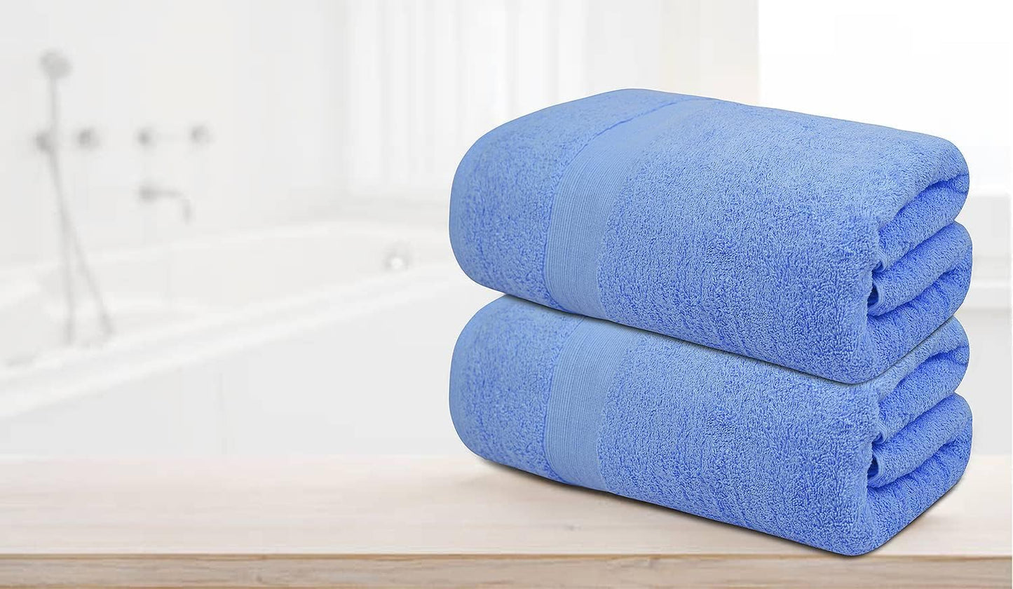 100% Cotton Luxury Bath Sheets - Pack of 2 (35" x 70") | Super Soft, Quick-Dry & Highly Absorbent Towels for Bathroom, Home, Spa & Gym (Sky Blue)
