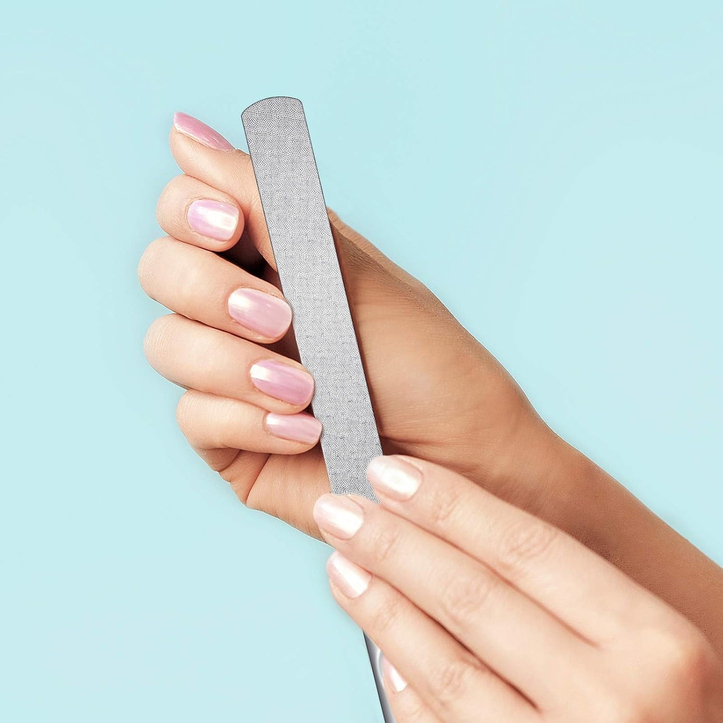 3 Pcs Stainless Steel Nail Files Kit with Leather Case, Double Sided Metal Nail Files with Anti-Slip Handle for Women and Men, Metal File Buffer Manicure Pedicure Tools for Fingernail Toenail(Black)