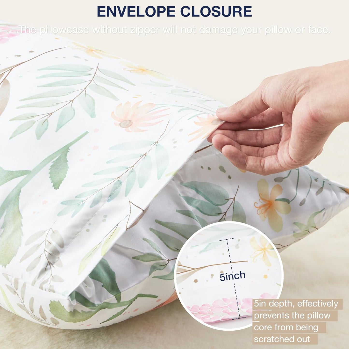 Satin Pillowcase 2 Pack - Multicolor Printed Silk Pillowcase for Hair and Skin 20x30 inches - Satin Pillow Cases Set of 2 with Envelope Closure