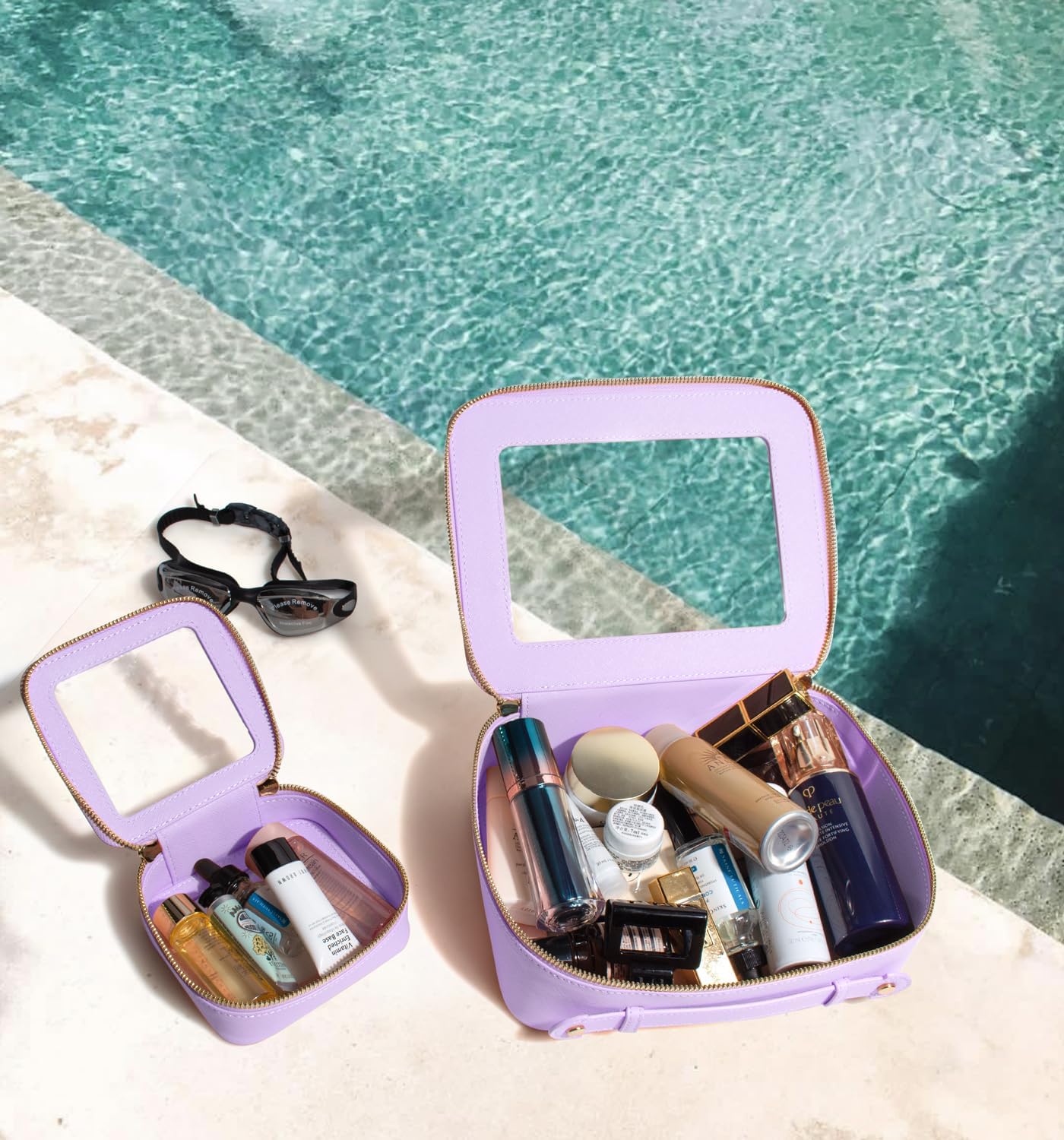 Travel Clear Makeup Bag Set, TSA Approved Cosmetic Bag Case with Zipper Portable Makeup Pouch Toiletry Bag Women Traveling Cosmetic Organizer Storage Bag Car Organizer Car Essentials for Women