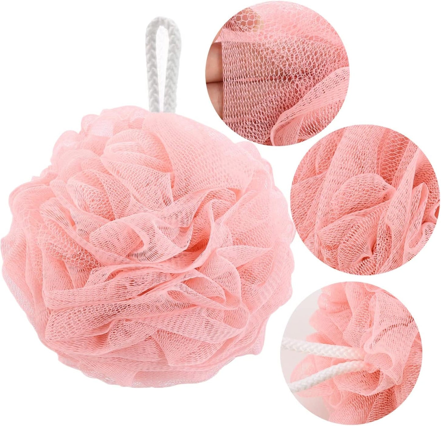 BTYMS 4 Pieces Shower Loofahs Bath Sponges 60g/pcs Mesh Puffs Body Scrub Luffas Bath Scrunchies for Shower Exfoliate