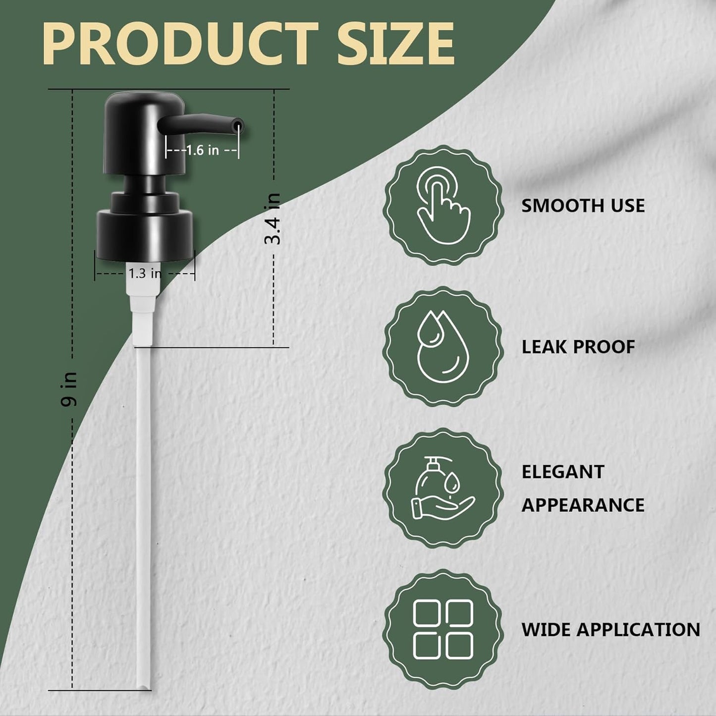 6Pcs Soap Dispenser Pump Head Replacement Set,Reusable Hand Soap Dispenser Top for Bathroom,Kithen Worktop Bottles, Standard Diameter 28/400 Neck Size (6, Black)