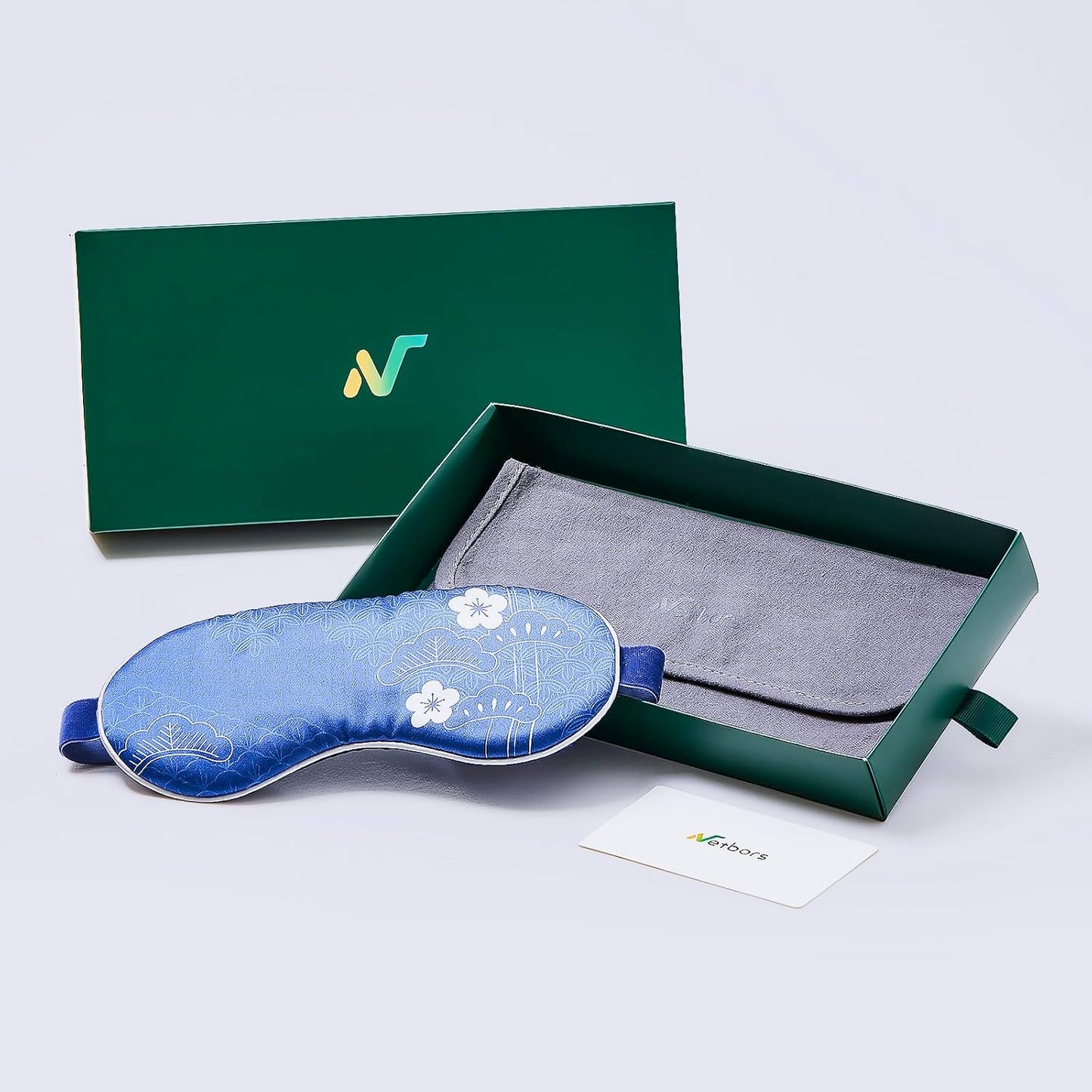 Luxury Silk Sleep Mask with 22mm Mulberry Silk, Velvet Elastic Band, Heat Therapy Pocket, and Travel Pouch, Navy Color