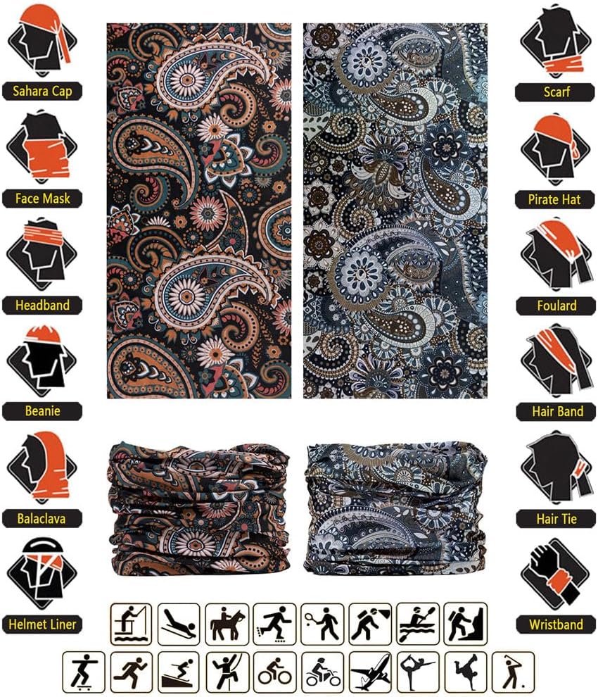 Headband Neck Gaiter Head Wrap Headwear Face Mask Magic Scarf Bandana for Men and Women