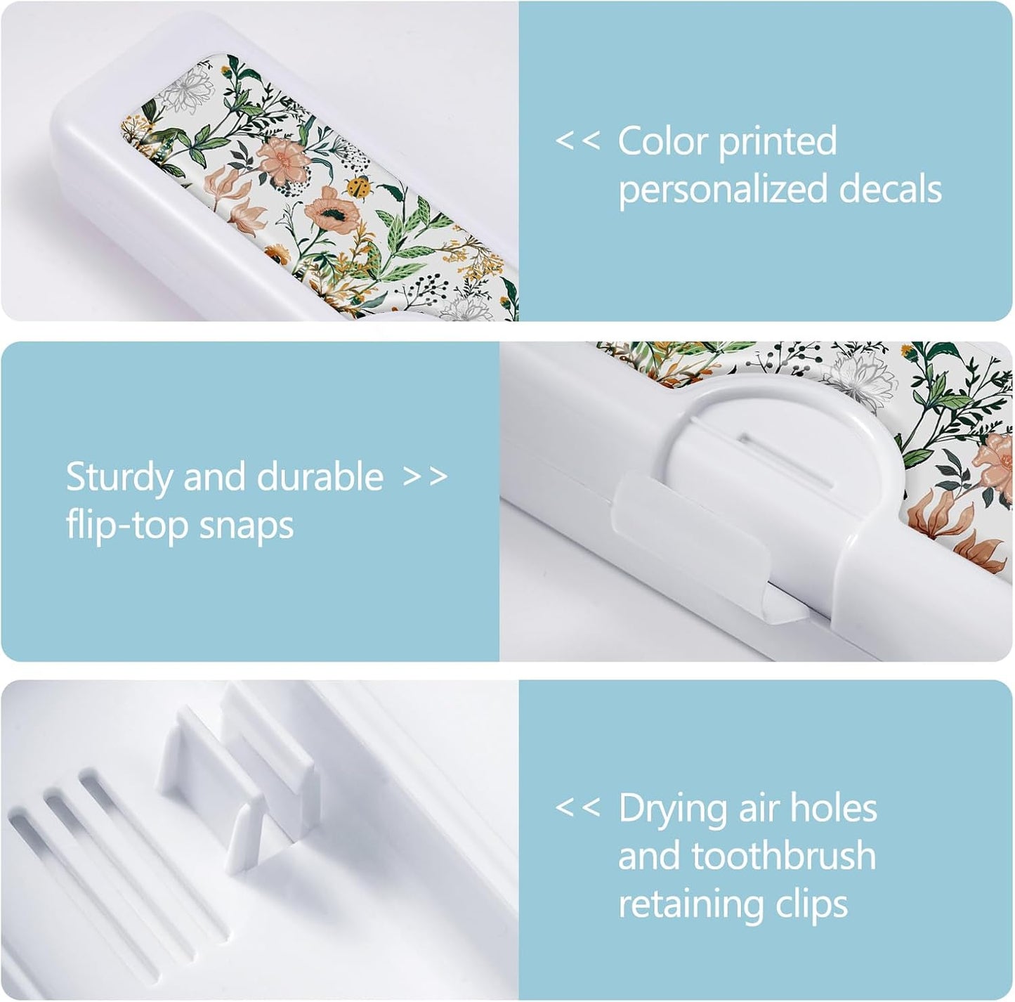 2 Pcs Toothbrush Travel Case - Colorful Pattern, Holder and Covers for Toothbrushes, Includes Tongue Scraper Case