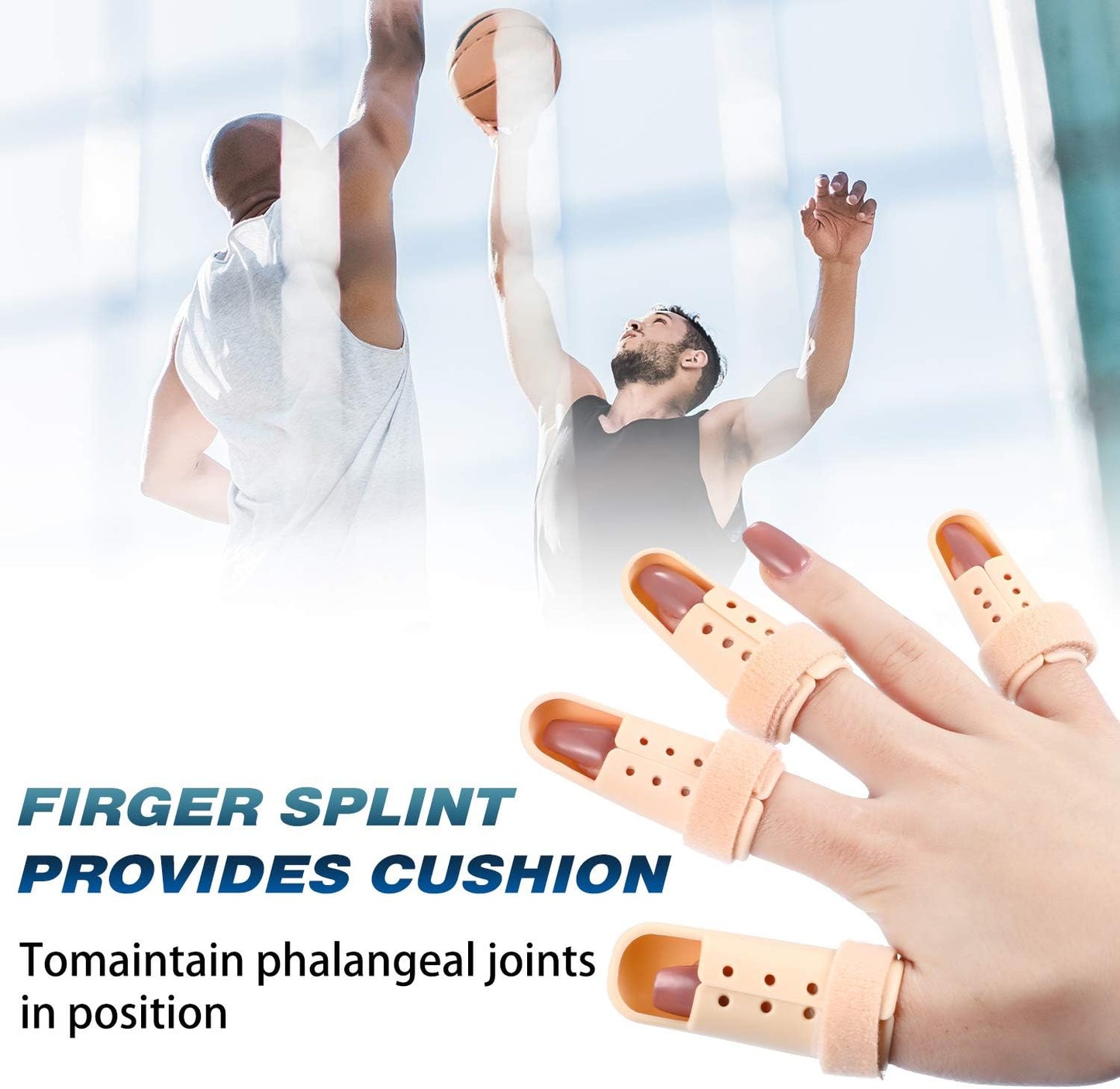 BBTO 10 Pcs Mallet Finger Splint, 5 Sizes Finger Support Brace Stabilizer Straightener Plastic Fingertip Protectors Arthritis Knuckle Immobilization for Thumb Pinky Middle Index Ring(Beige)