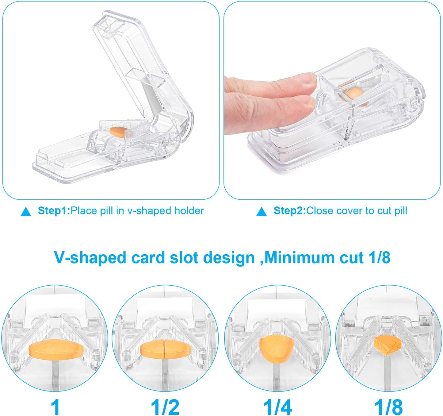 2PCS Pill Cutter, Professional Pill Splitter for Cutting Small Pills or Large Pills in Half