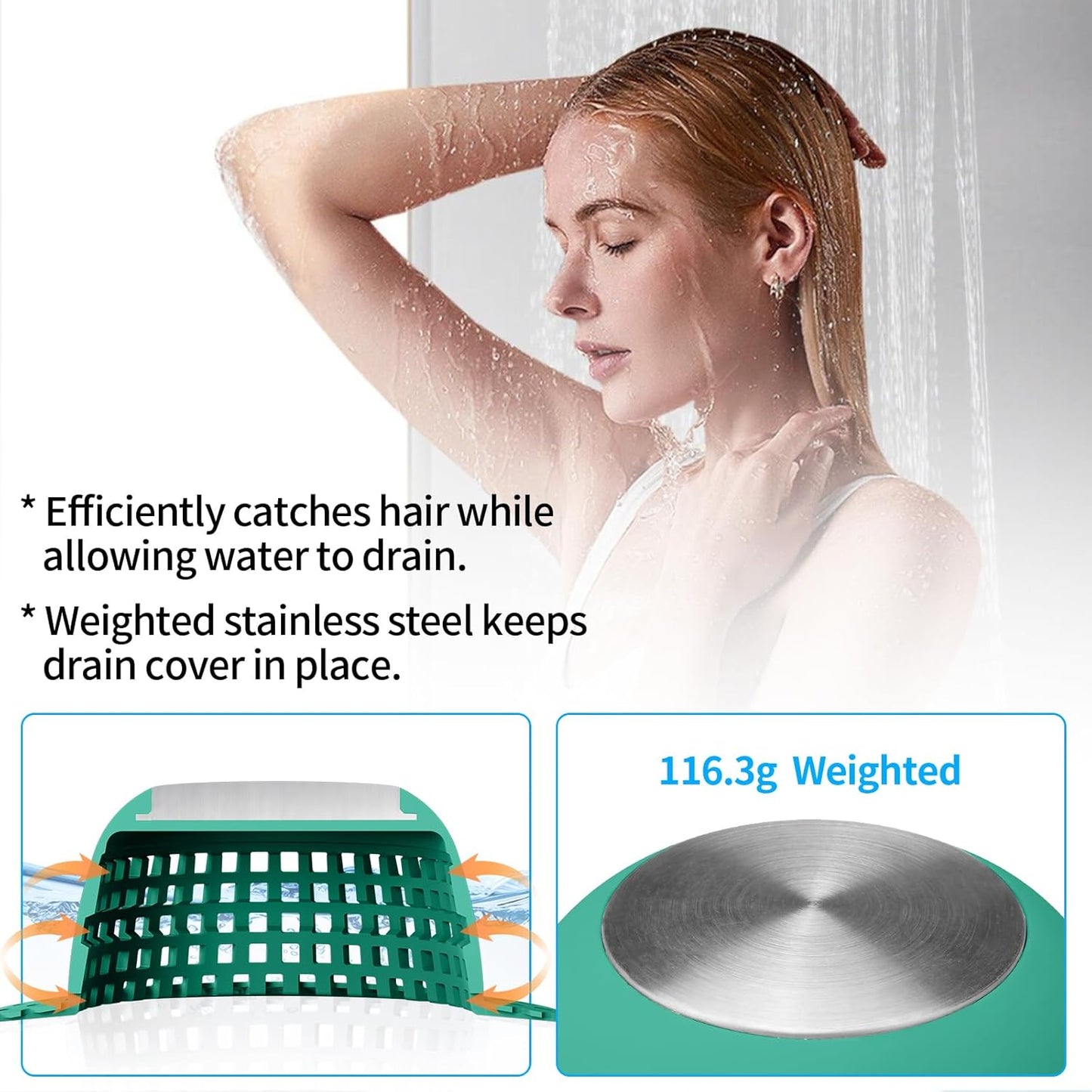 Shower Drain Hair Catcher, Bathtub Drain Cover Foldable Silicone Shower & Tub Protector for Pop-Up & Regular Drains