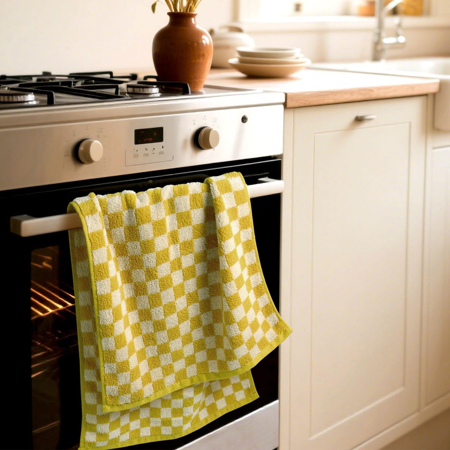 Jacquotha 4 Pcs Hand Towels for Bathroom Checkered, Cotton Soft Absorbent Cute Checkered Bathroom Towel, Fall Decor, 13 x 29 Inches