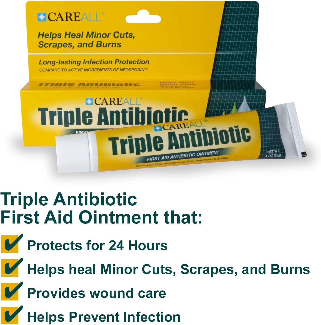 CareAll Triple Antibiotic Ointment 1.0 oz (3 Pack), First Aid Ointment for Minor Cuts, Scrapes, and Burns to Help Prevent Infection, Compare to The Active Ingredients of Leading Brands