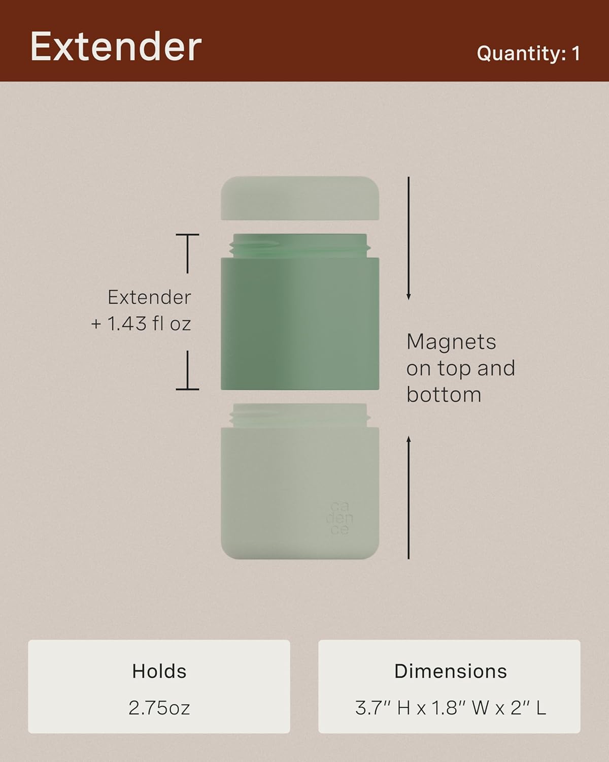 Cadence Travel Containers - Full Skincare Set - Magnetic Containers with Lids,Carry On Travel Essentials For Women/Men - 2 Small (0.56oz), 4 Medium Capsules (1.32oz), & Extender (1.43oz) - Petal