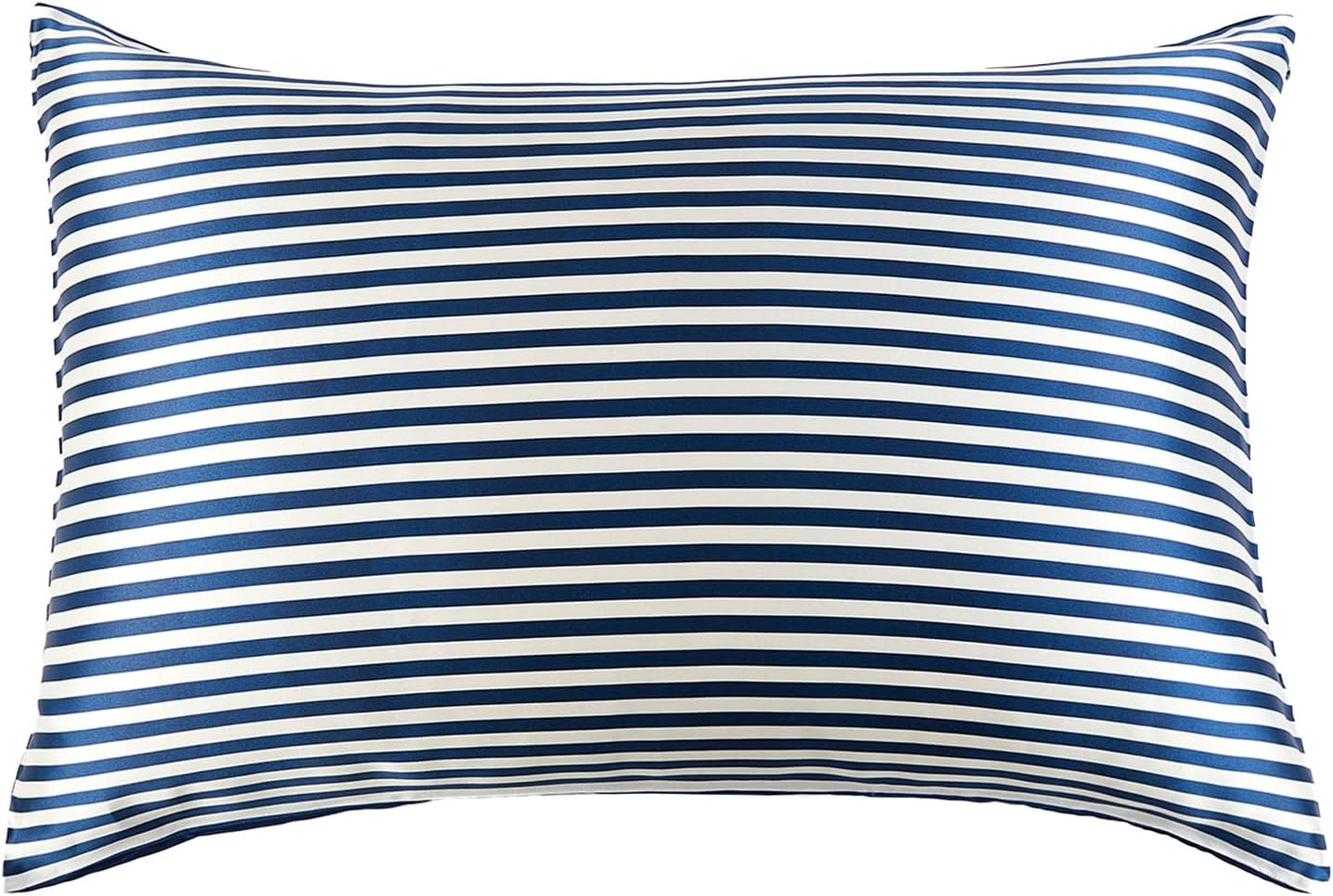 THXSILK Mulberry Silk Pillowcase for Hair and Skin Health, Grade 6A+ Mulberry Silk Pillowcase with Hidden Zipper, Soft and Breathable, 1pc (King 20"x36", Blue White Stripes)