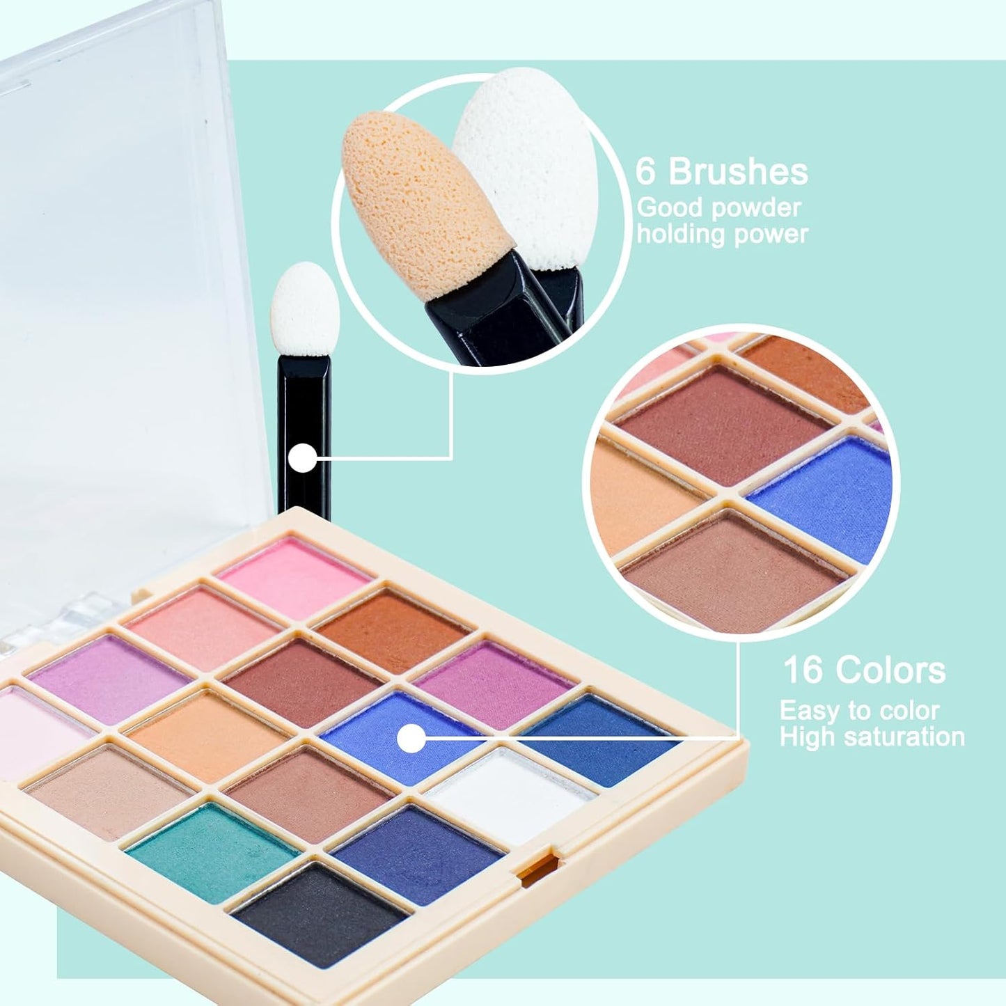 16 Colors Nail Pigment Powder Palette, Solid Pigment Powder for Nails Set Colored Nail Powder Pigmentos para Uñas, Nail Art Palette Manicure DIY Accessories