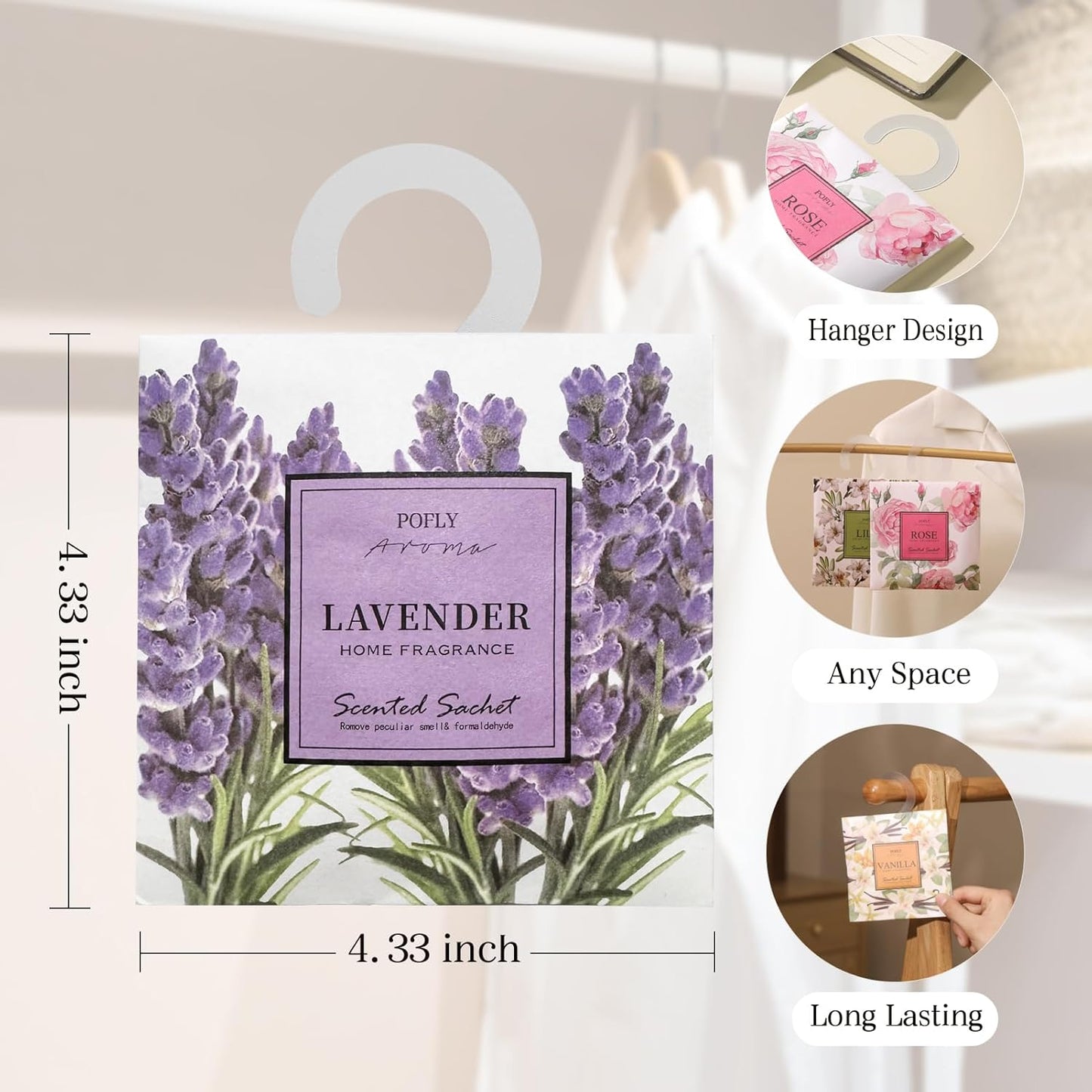 12 Packs Lavender Scented Sachets – Long-Lasting Air Freshener & Closet Deodorizer for Drawers, Closets, Cars & Wardrobes