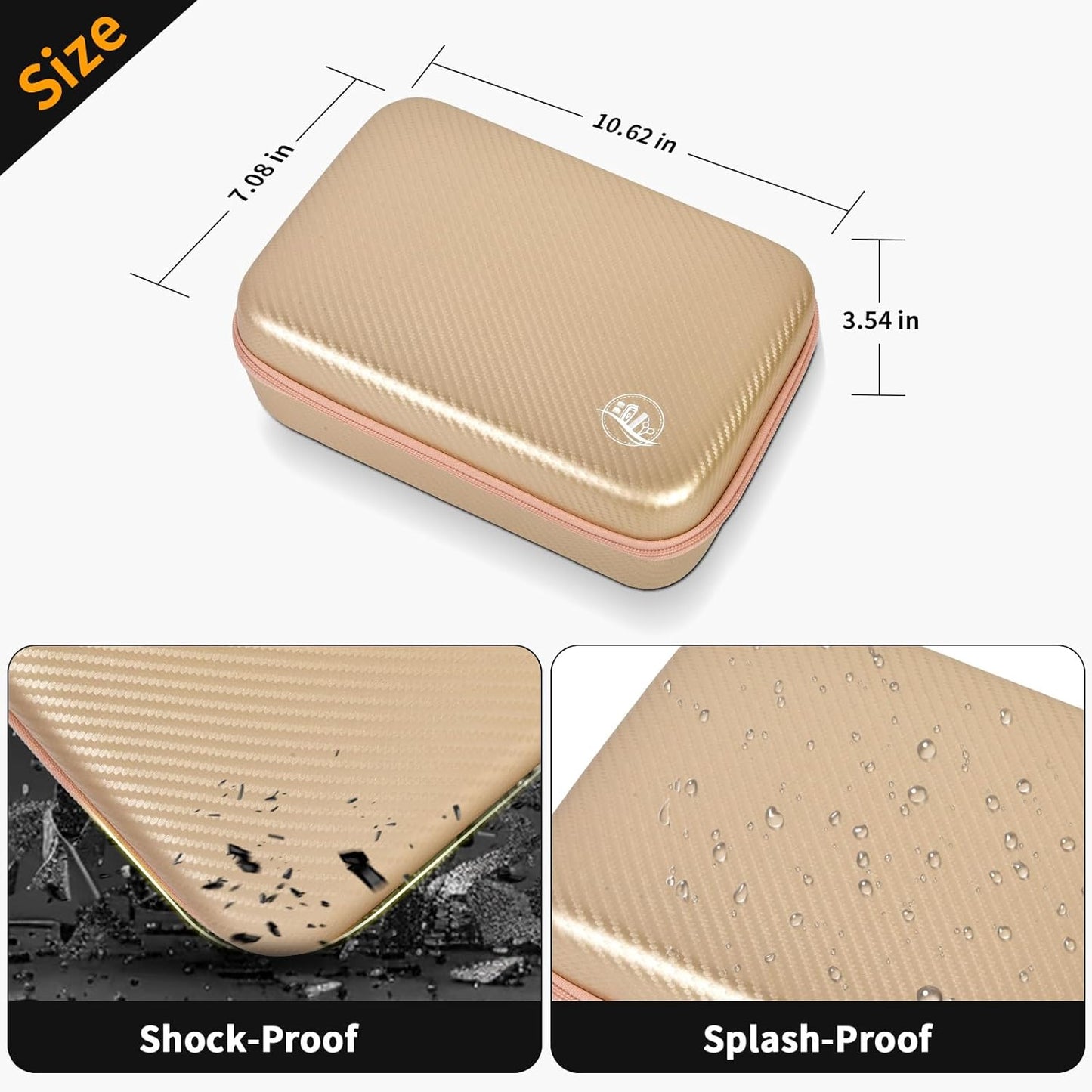 Boobowl Barber Accessories Bag for Clippers and Supplies, Mens Hair Trimmers Box, Portable Clipper Storage Holder for Hair Cutting, Guard Grooming Kit and Barbers Supplies (Bag Only)- Gold