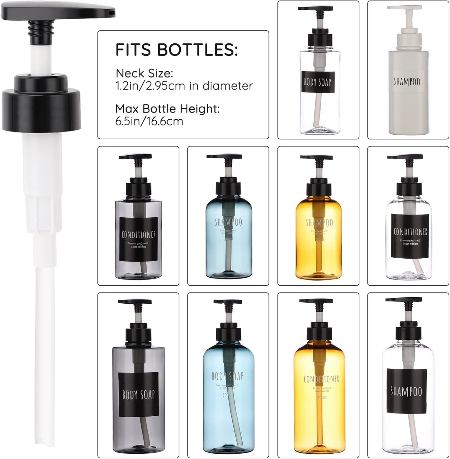 Lotion Dispenser Pump Head, Segbeauty 3 Pack Shampoo Shower Bottle Pump Replacement, Empty Refillable Bottle Tube Pump Top for Soap Conditioner Lotion Body Wash Bathroom Kitchen