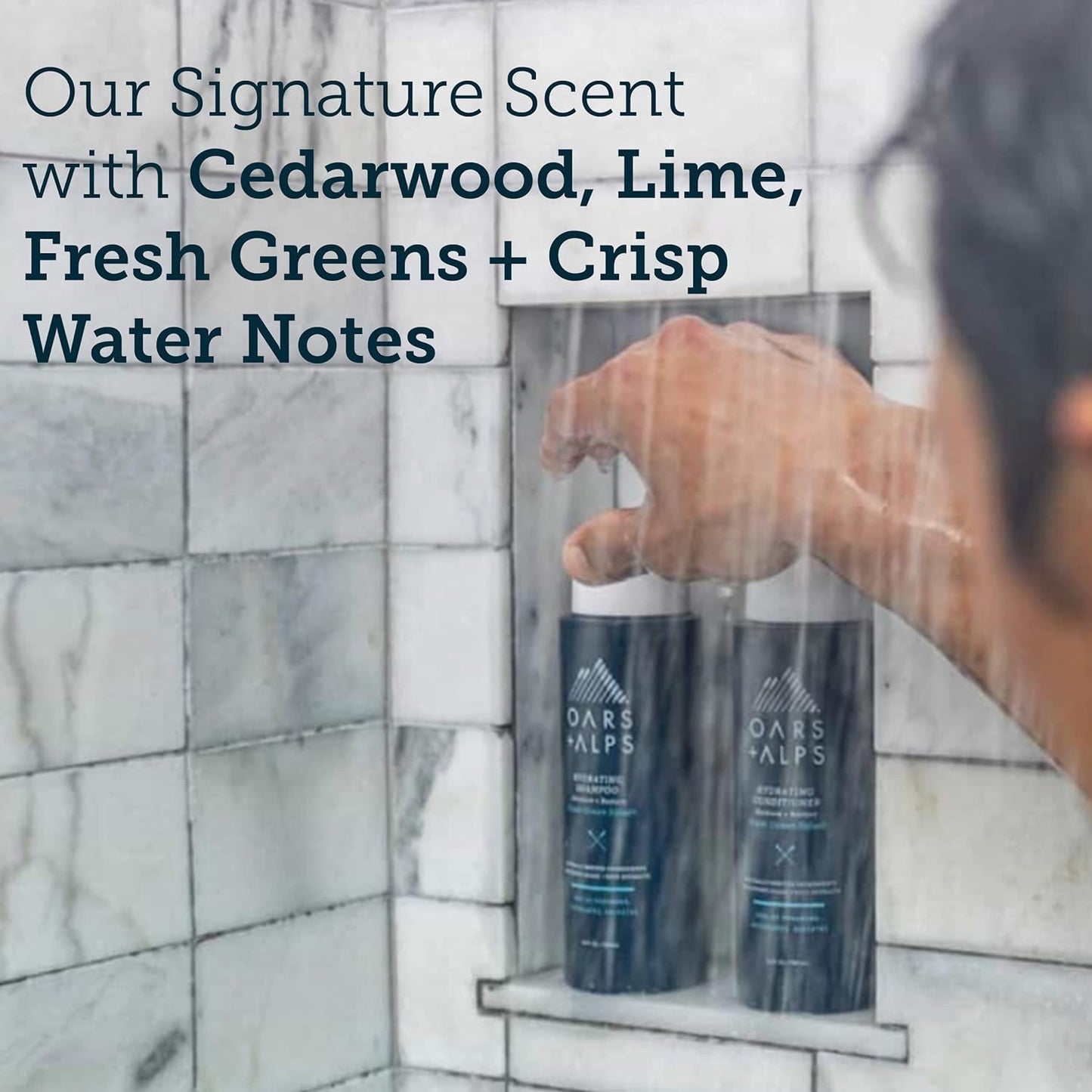 Oars + Alps Men's Sulfate Free Hair Shampoo and Conditioner Set, Infused with Kelp & Algae Extracts, Nourishing & Moisturizing, Fresh Ocean Splash Scent, 2 Pack, 12 Fl Oz Each