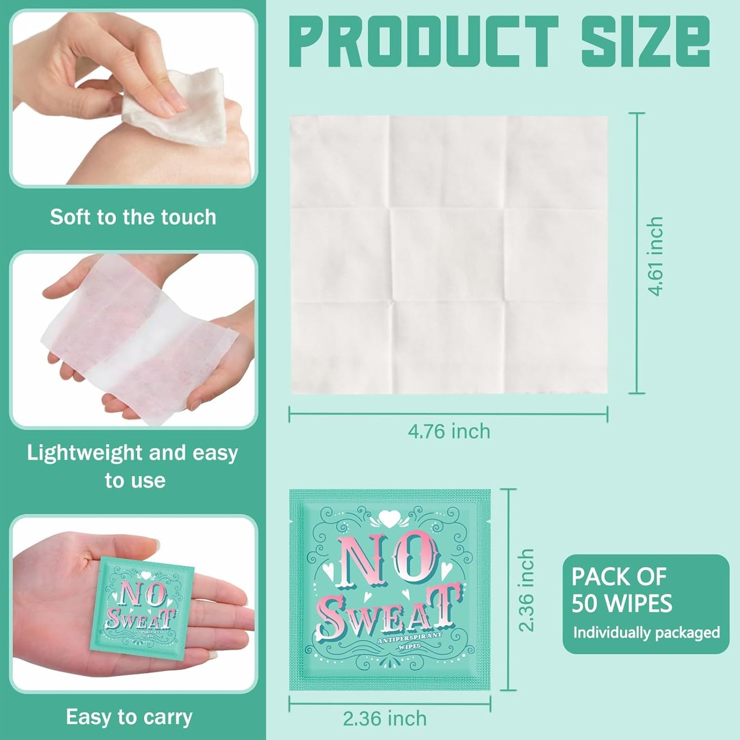 Body Wipes 50 pieces of Antiperspirant deodorant Wipes And Travel Deodorant Individually Wrap Hypoallergenic Mini Deodorant Underarm Sweating And Travel To Clean Skin For Female Male Teenagers